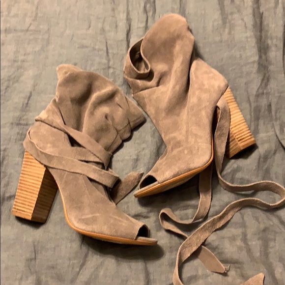 Nine West Shoes - Lace up peep toe suede booties